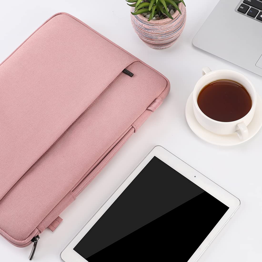 DOMISO Housse ordinateur portable 14 pouces rose avec pochette