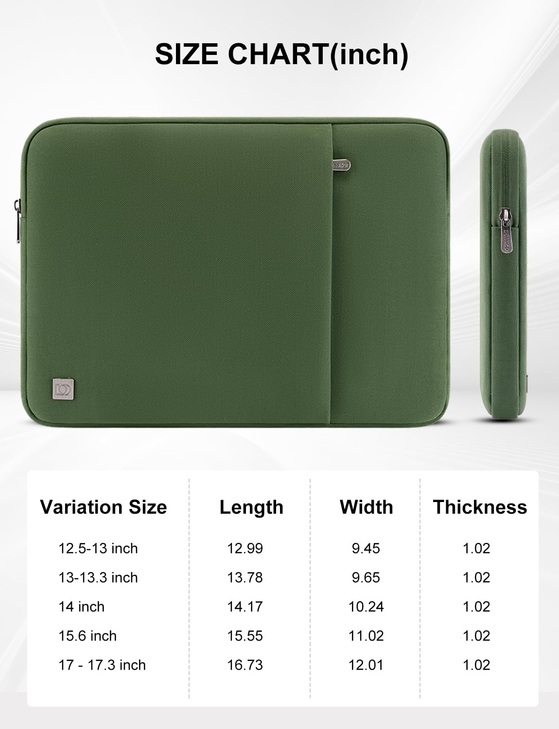 Domiso LP08 housse PC 13 pouces vert avocat imperméable