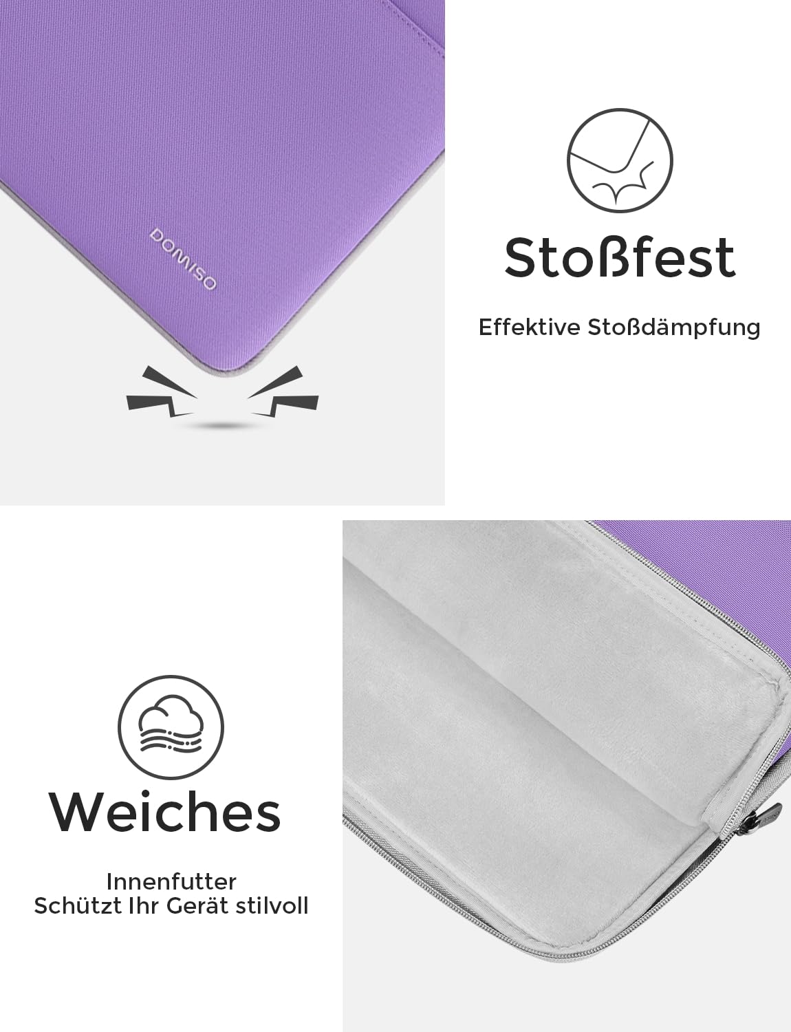 DOMISO housse ordinateur portable 15,6 pouces violet imperméable