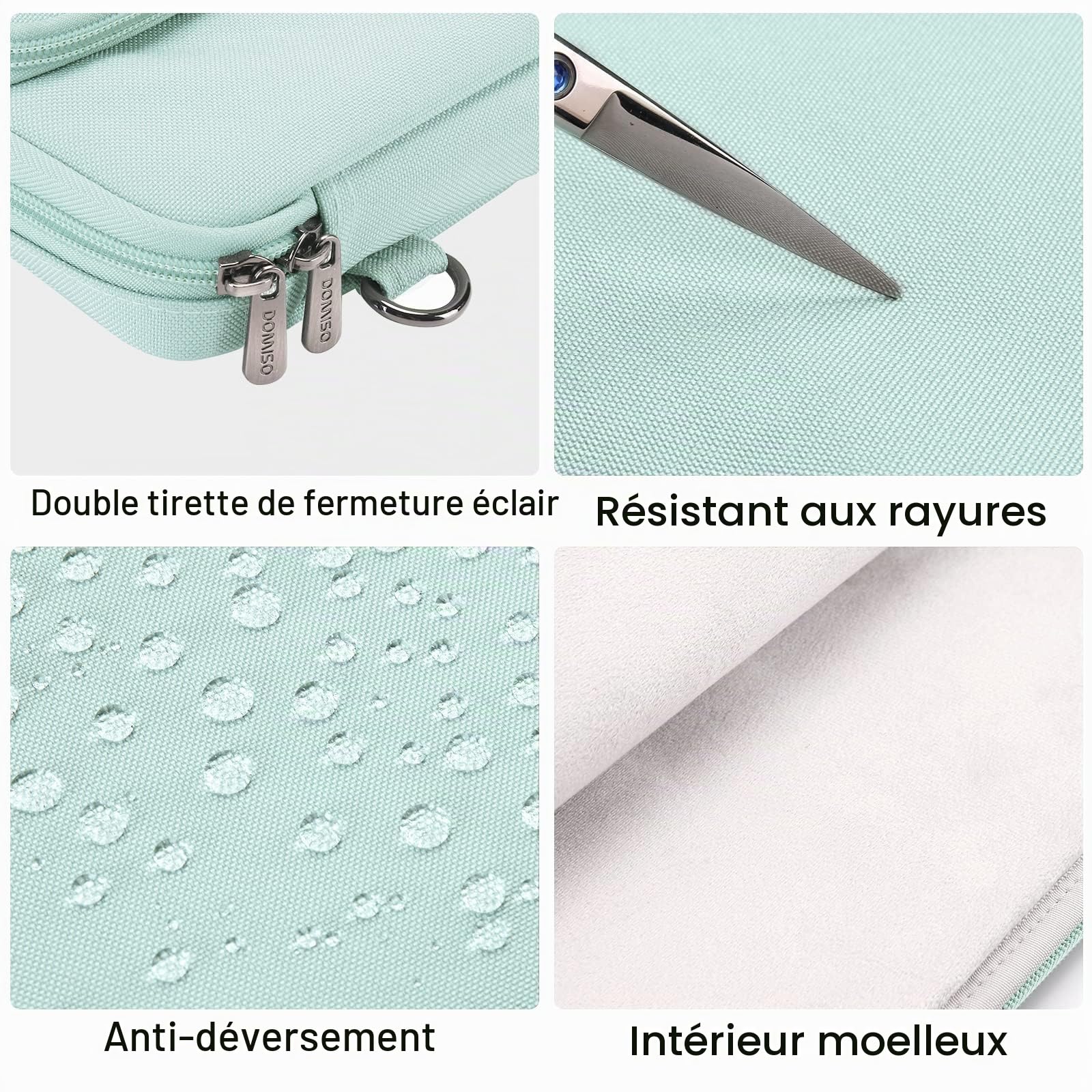 Domiso 15,6" housse PC menthe verte imperméable