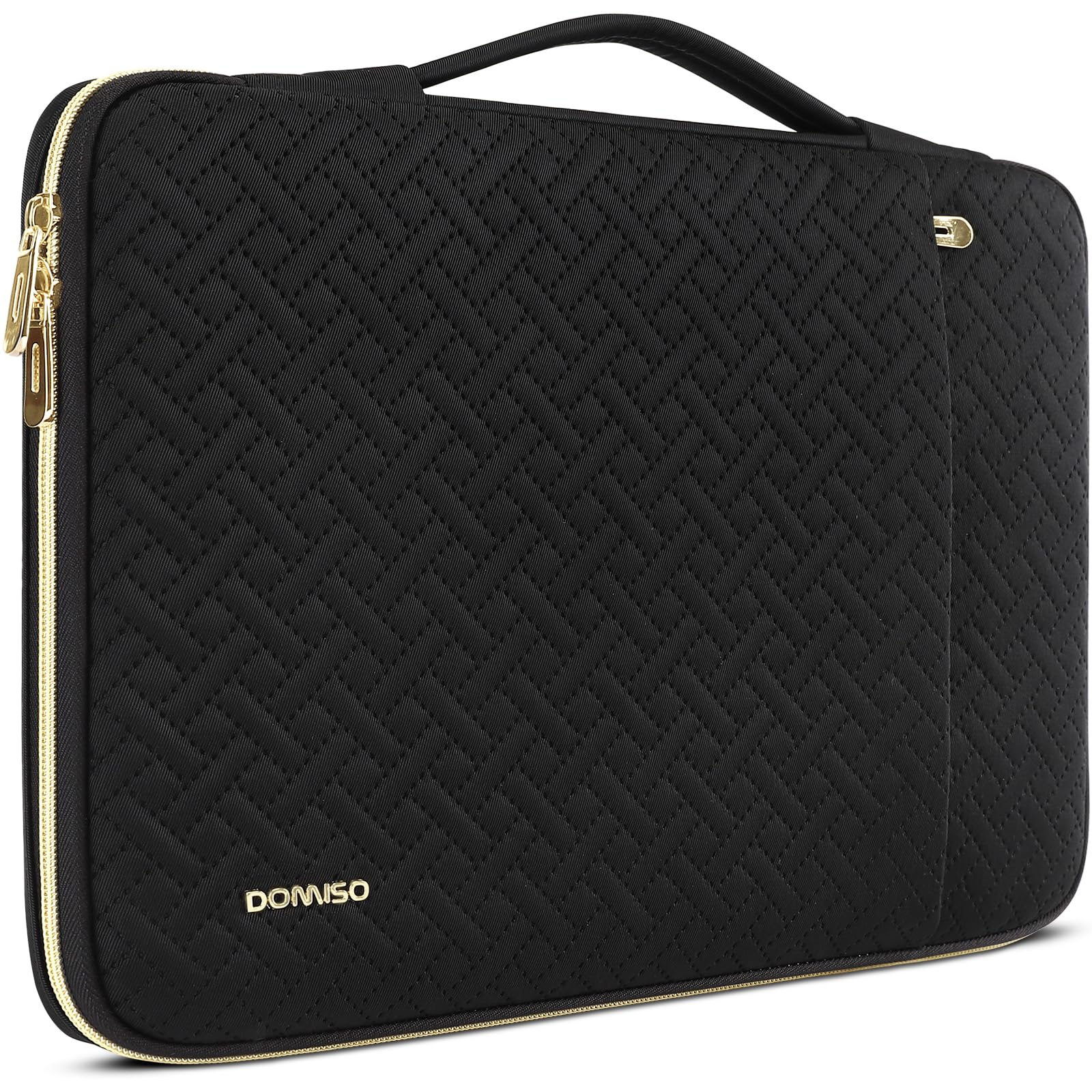 Domiso 15,6 pouces housse ordinateur noir zip doré fine