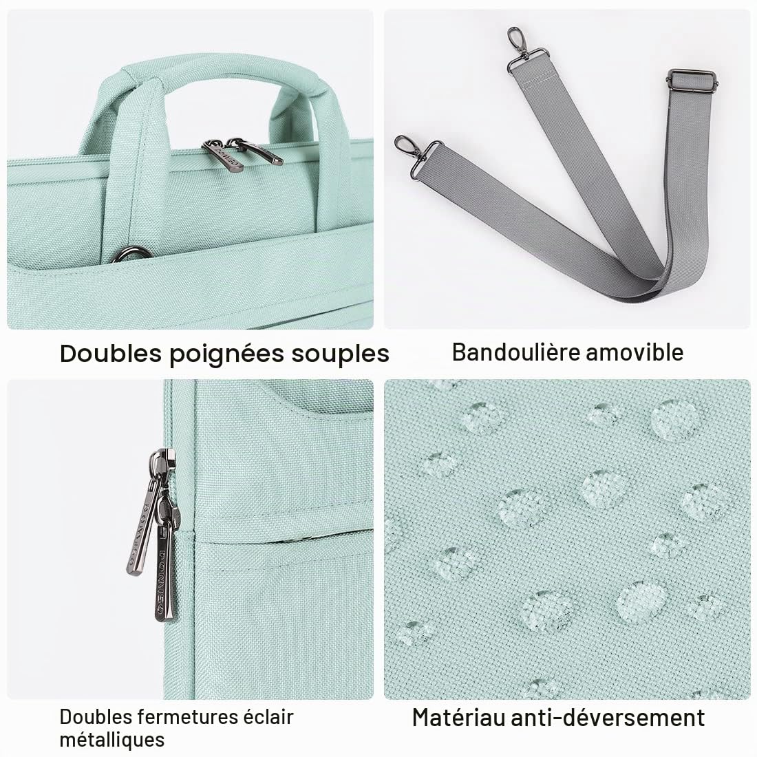 Domiso housse PC 17-17,3" menthe verte USB