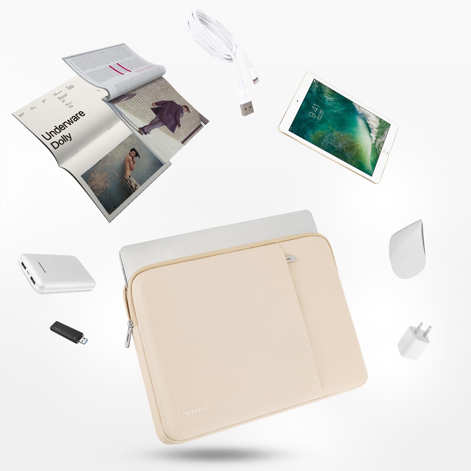 DOMISO 17,3" sacoche ordinateur portable beige étanche