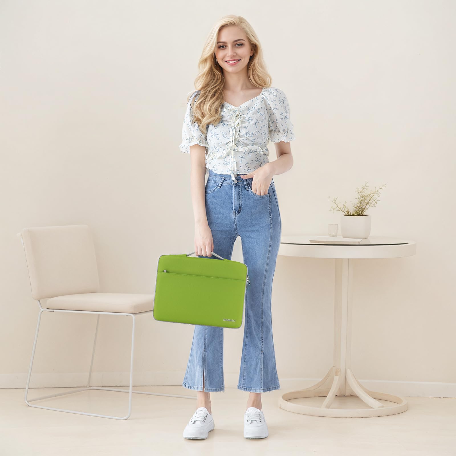 DOMISO Housse Ordinateur Portable 15,6 Pouces Vert Herbe Imperméable