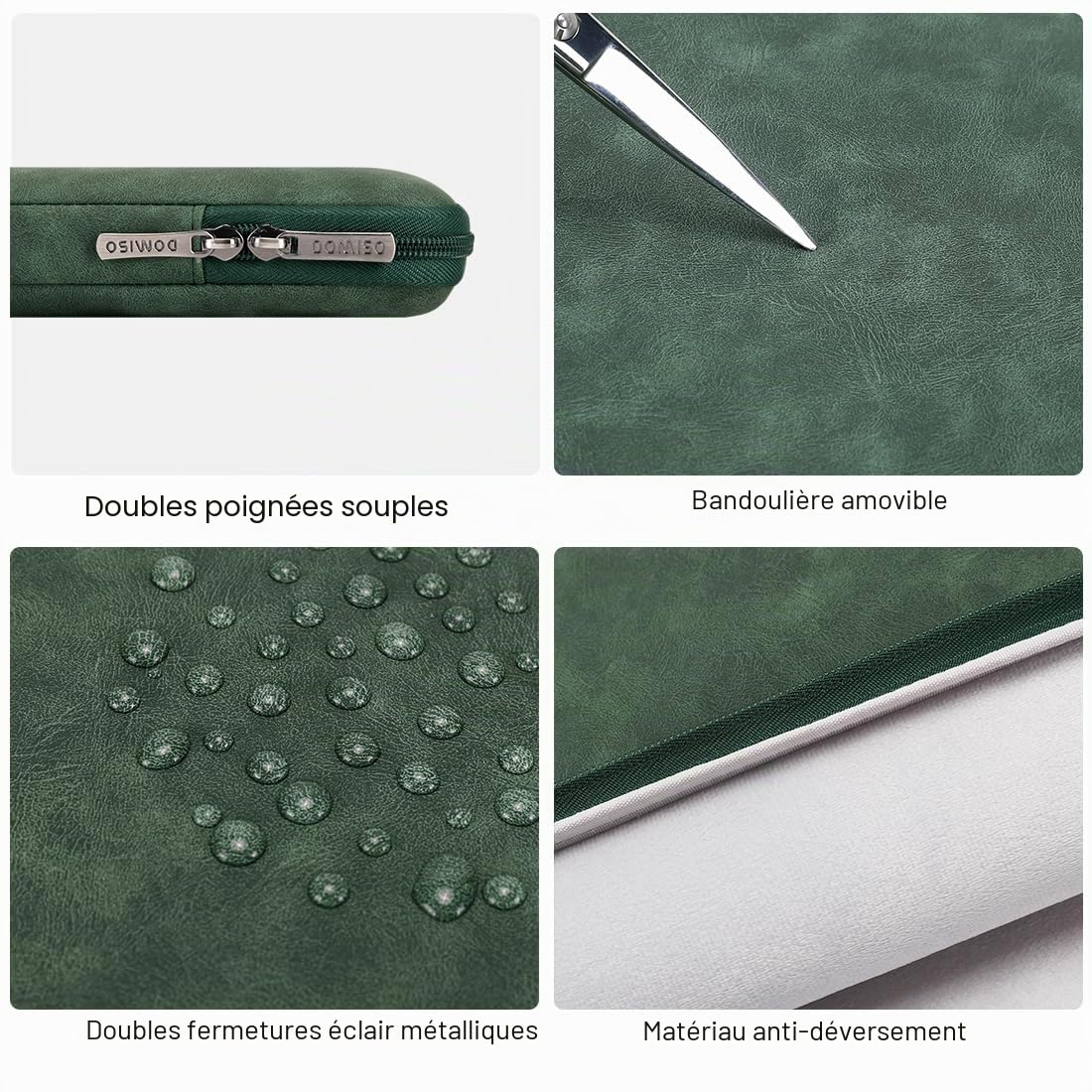 DOMISO 14 Pouces Housse PC Vert Encre Imperméable