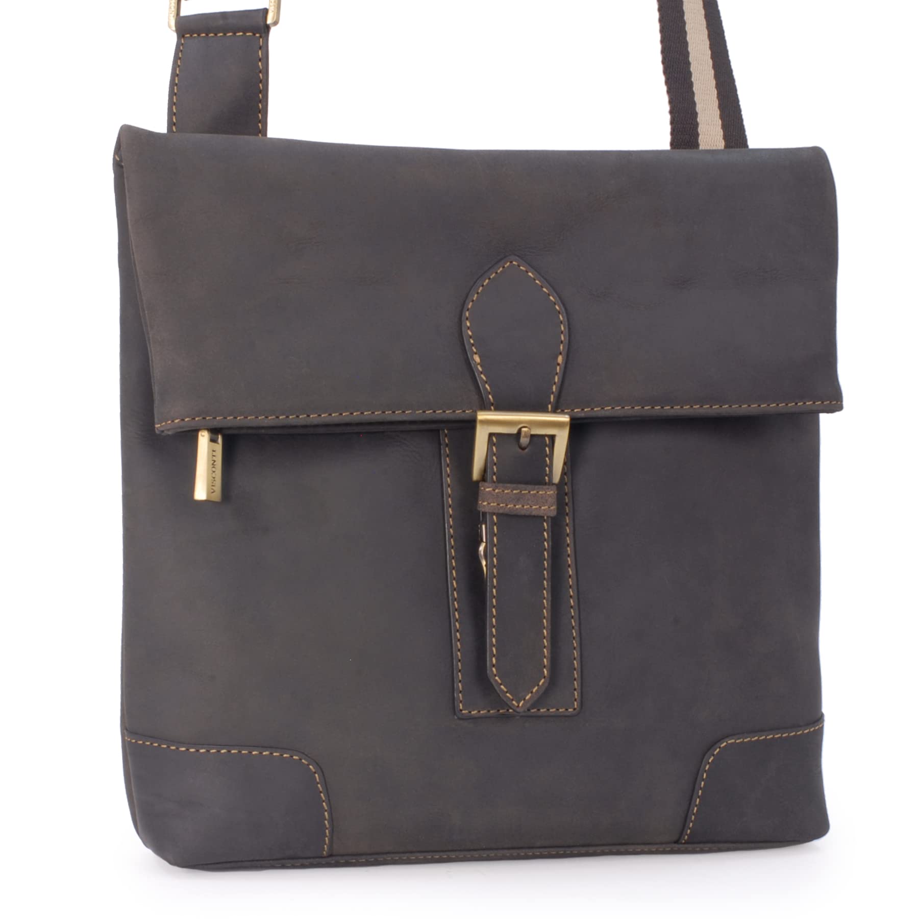 Visconti 16058 George Sacoche Cuir Foncé Mince Bandoulière