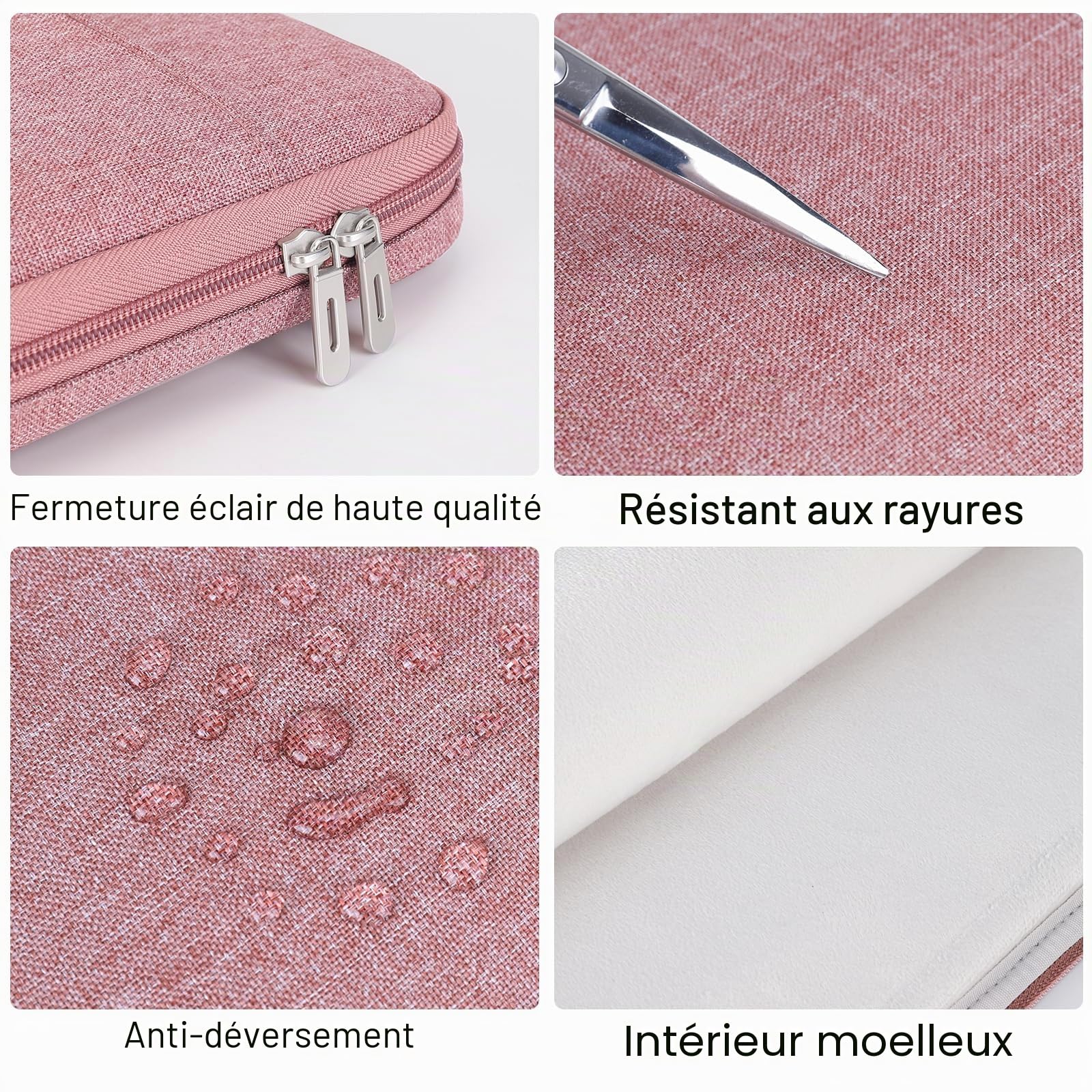 DOMISO 15,6 Pouces Housse Ordinateur Portable Rose Imperméable