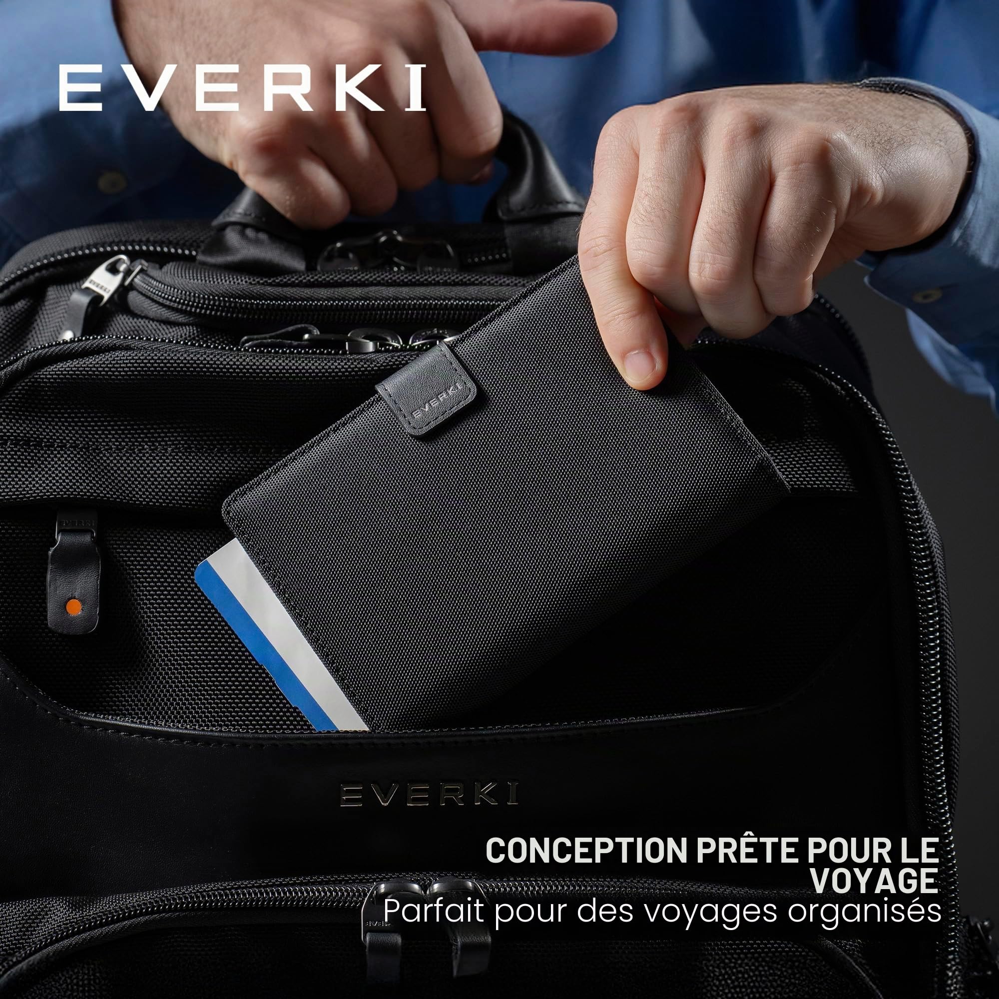 Everki étui passeport RFID noir porte-cartes fin