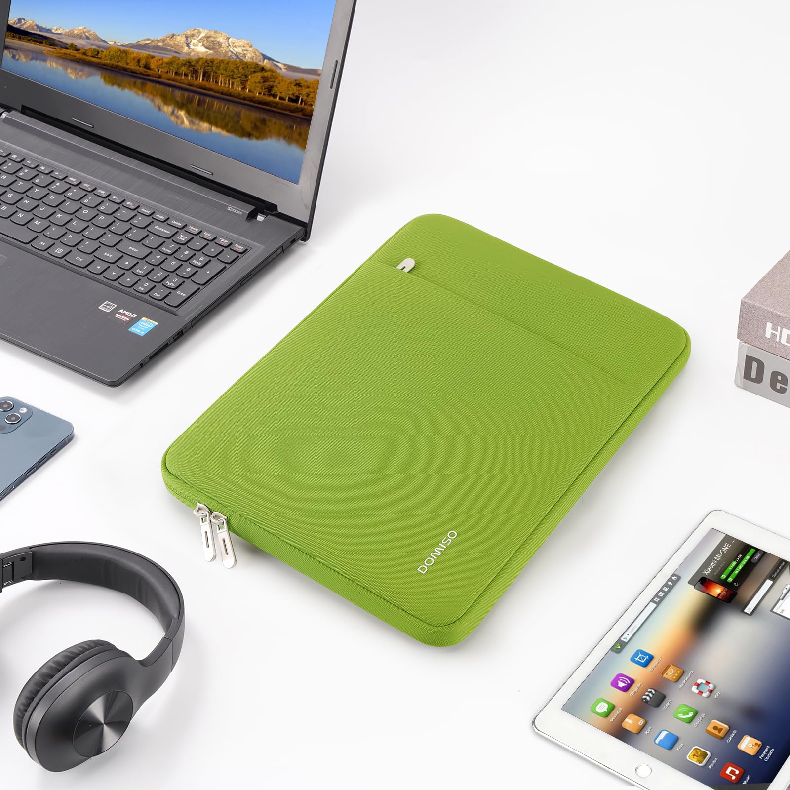 DOMISO 17,3 Pouces Sacoche PC Portable Vert Clair Étanche