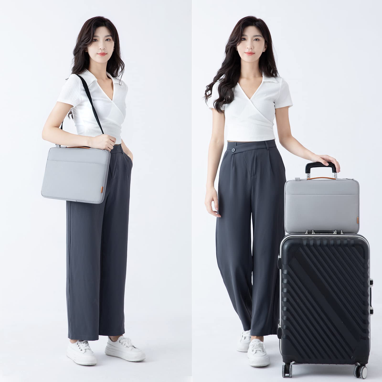 DOMISO 17,3 Pouces Housse Ordinateur Portable Gris Imperméable