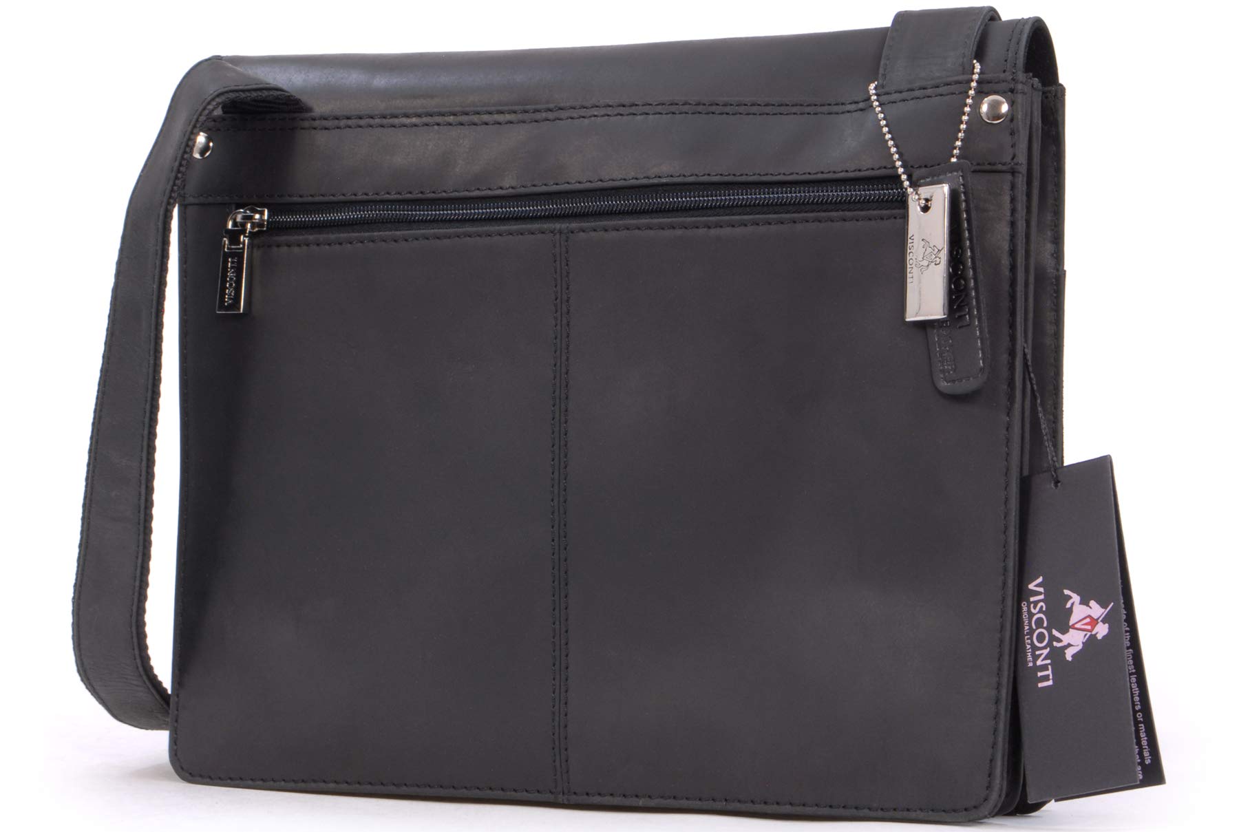 Visconti 16025 Harvard besace cuir noir multi-poches