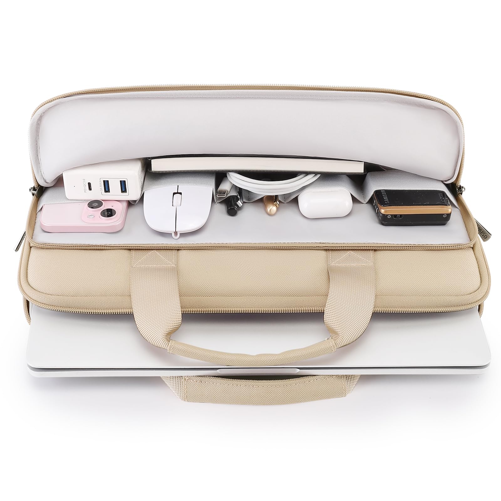 DOMISO 17,3 Pouces Housse Ordinateur Portable Beige Imperméable