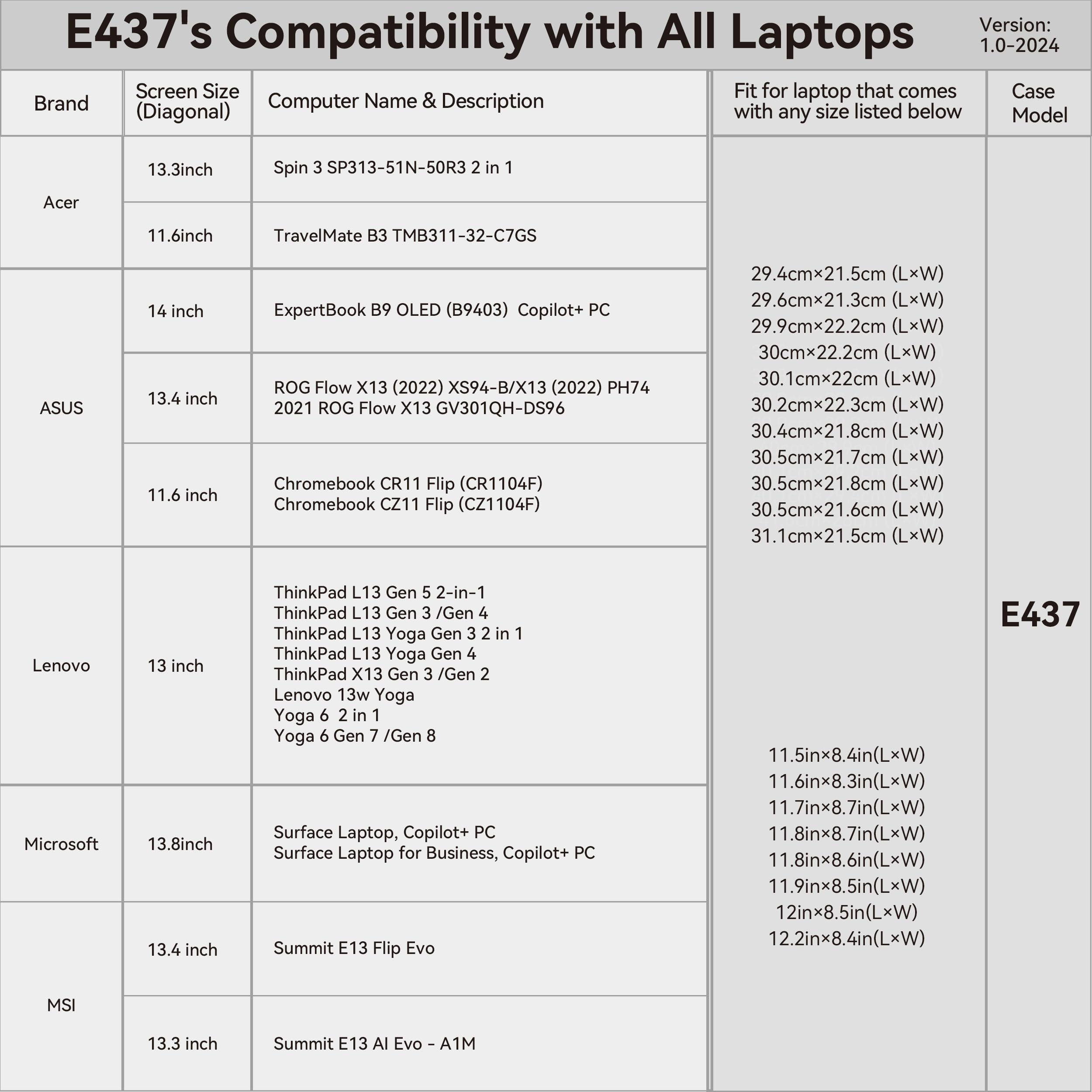 Smatree E437 housse Surface Laptop 13,8" 2024 noire anti-choc